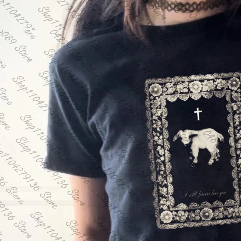Cross Print Gothic Tee