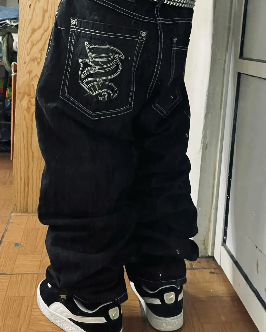 Gothic Embroidery Baggy Jeans