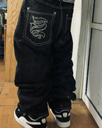 Gothic Embroidery Baggy Jeans