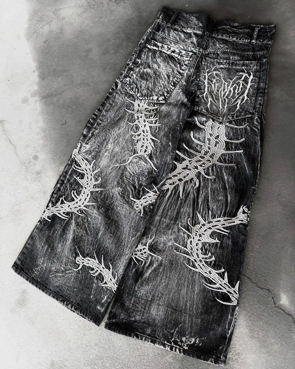 Gothic Embroidery Baggy Jeans