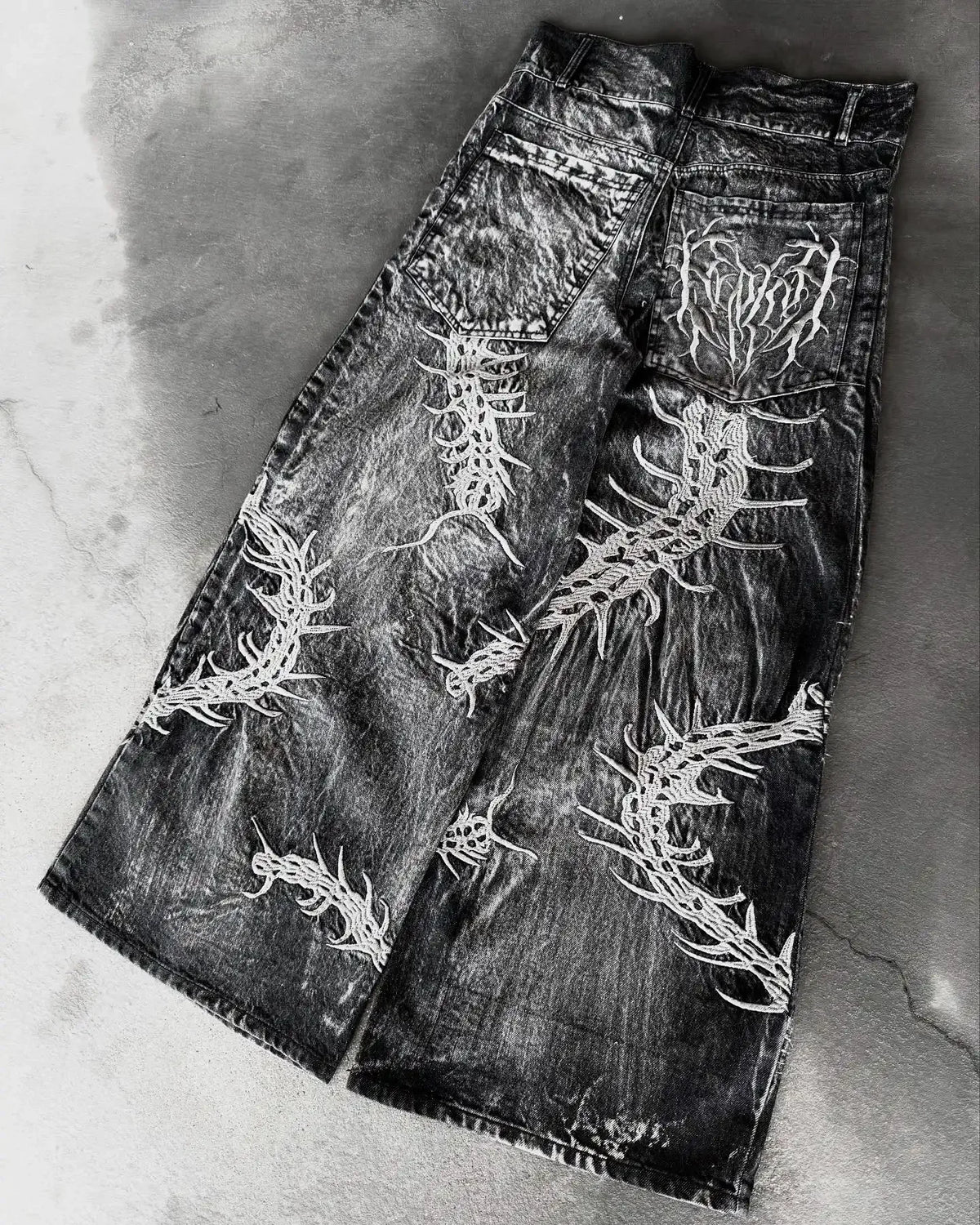 Gothic Embroidery Baggy Jeans