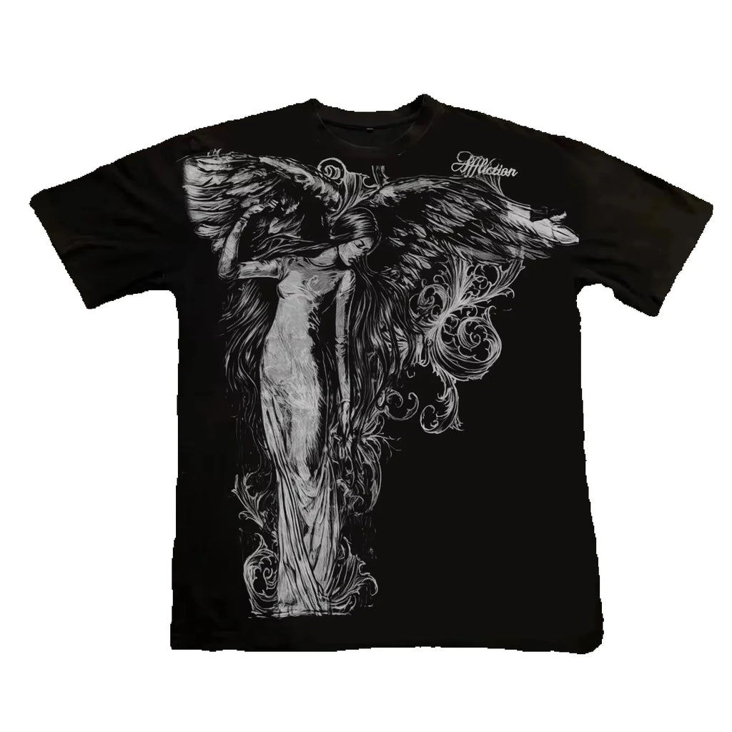 Gothic Print Oversized Tee