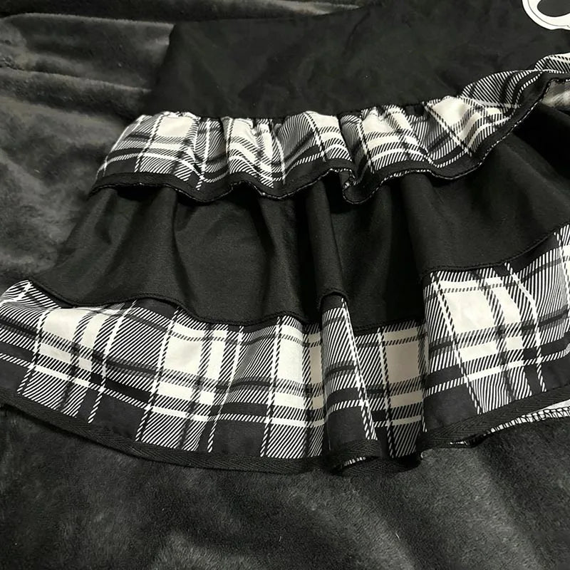 Plaid Skull Mini Skirt