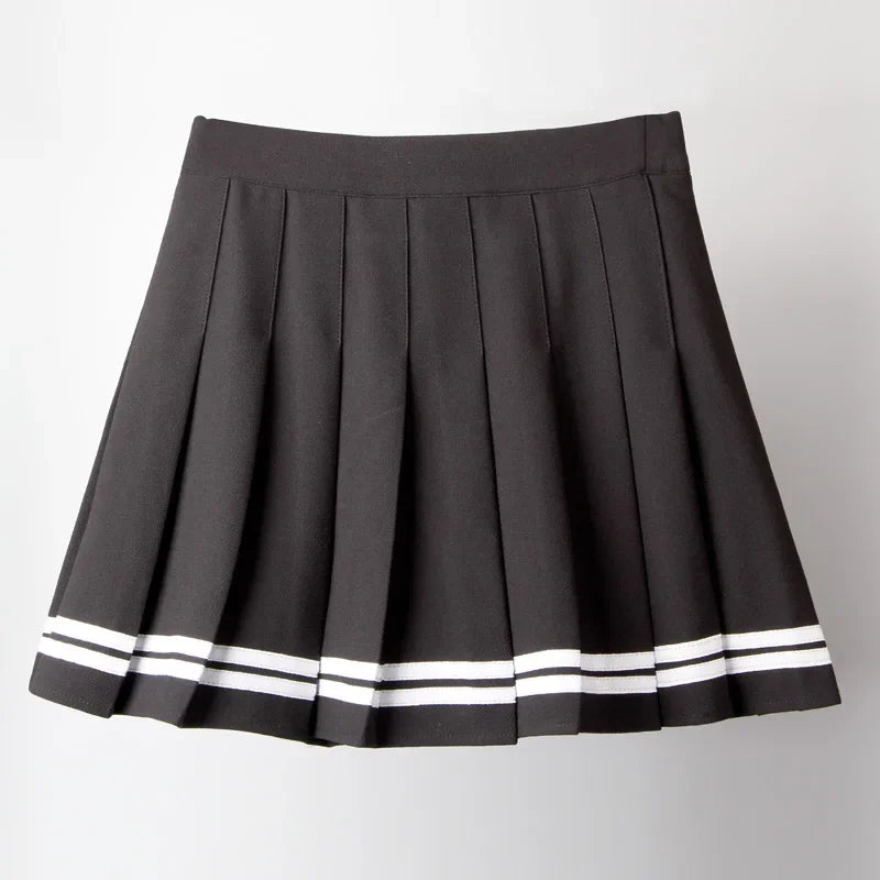 Cross Print Pleated Mini Skirt