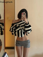 Striped Slash Neck Sweater