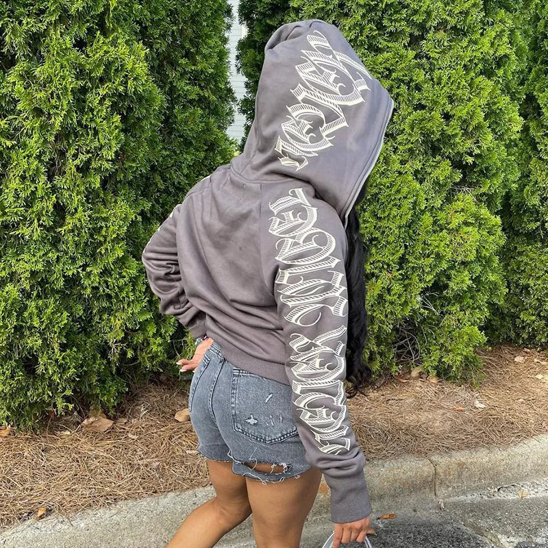 Cropped Zip-Up Hoodie