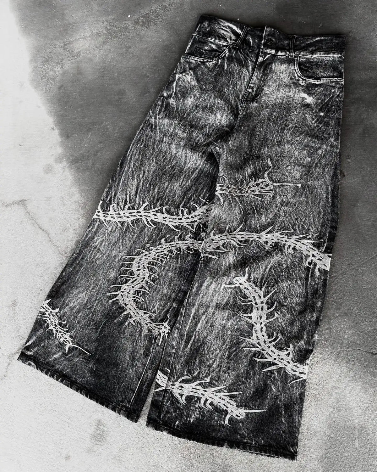 Gothic Embroidery Baggy Jeans