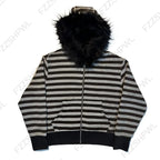 Black Faux Fur Hooded Coat