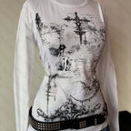 Cross Print Gothic Long Sleeve