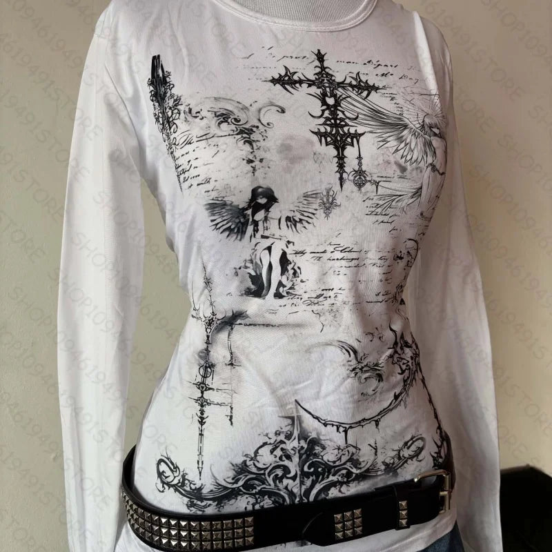 Cross Print Gothic Long Sleeve
