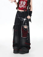 Plaid Patchwork Wide-Leg Pants