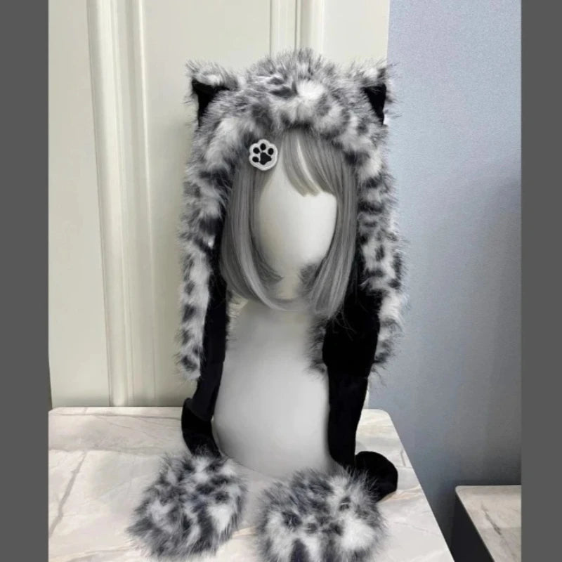 Leopard Faux Fur Ear Hat