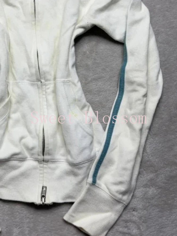 White Zip-Up Track Jacket