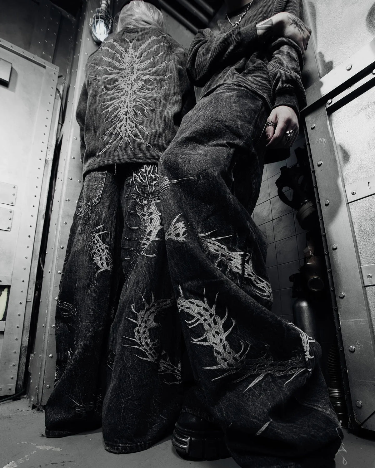 Gothic Embroidery Baggy Jeans