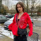 Skeleton Print Zip-Up Hoodie
