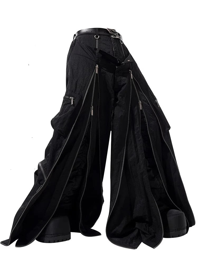 Zip Detail Wide-Leg Pants
