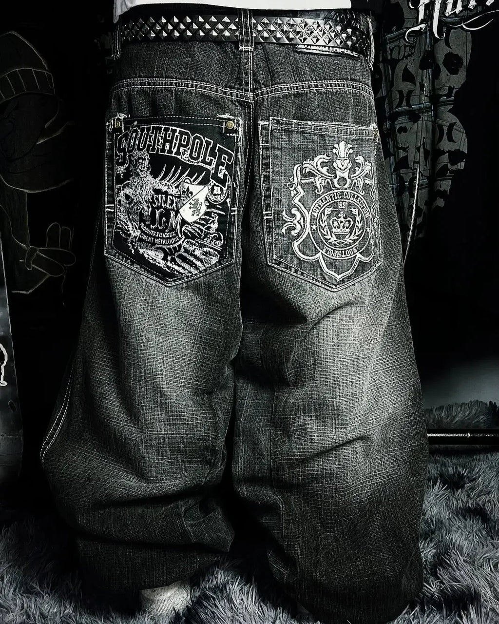 Gothic Embroidery Baggy Jeans