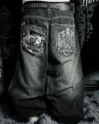 Gothic Embroidery Baggy Jeans