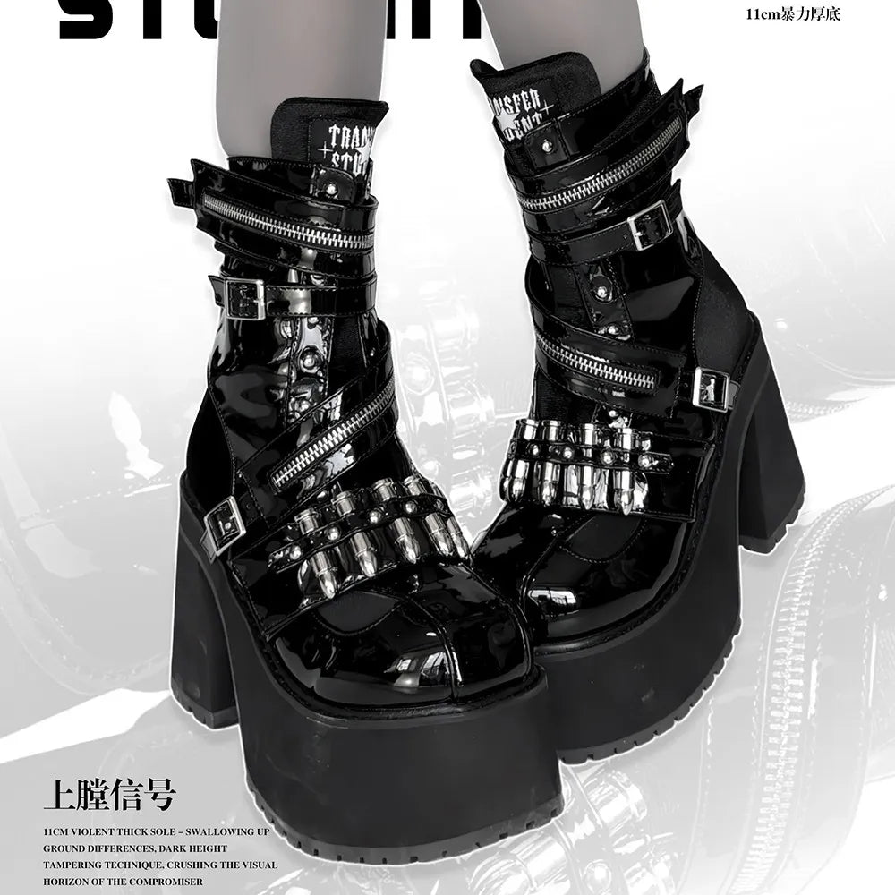 Buckle Platform Ankle Boots
