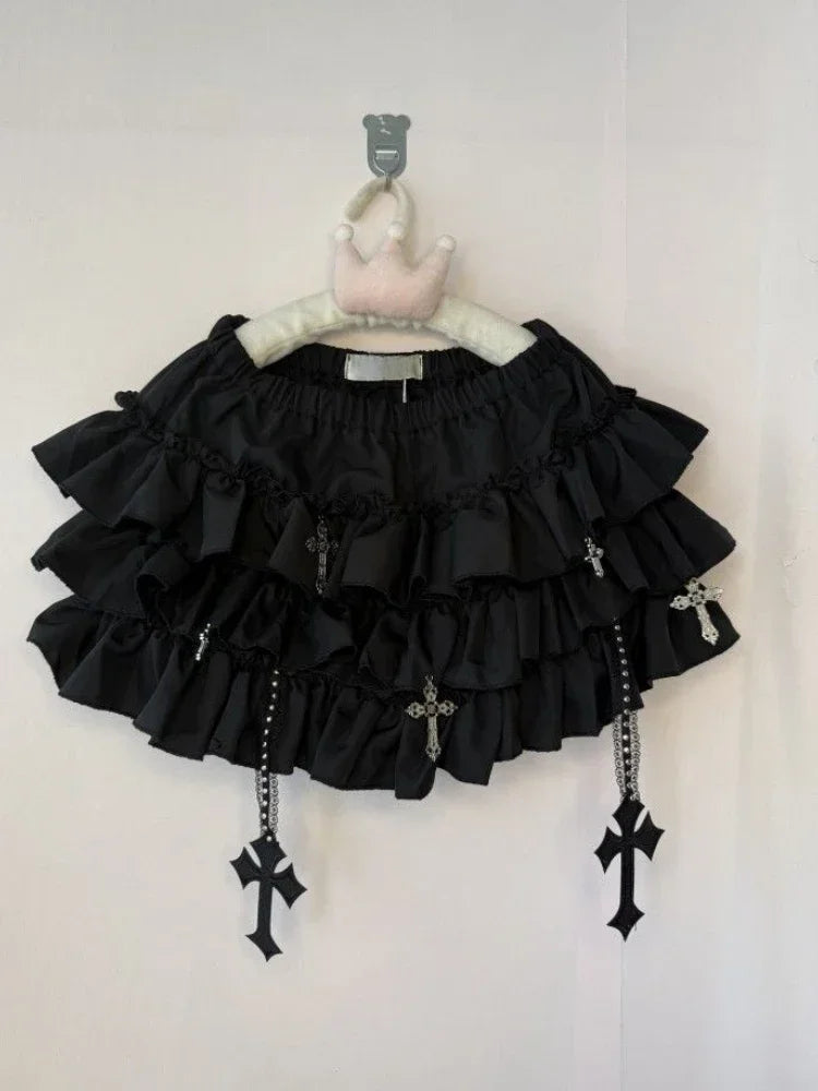 Cross Ruffle Mini Skirt