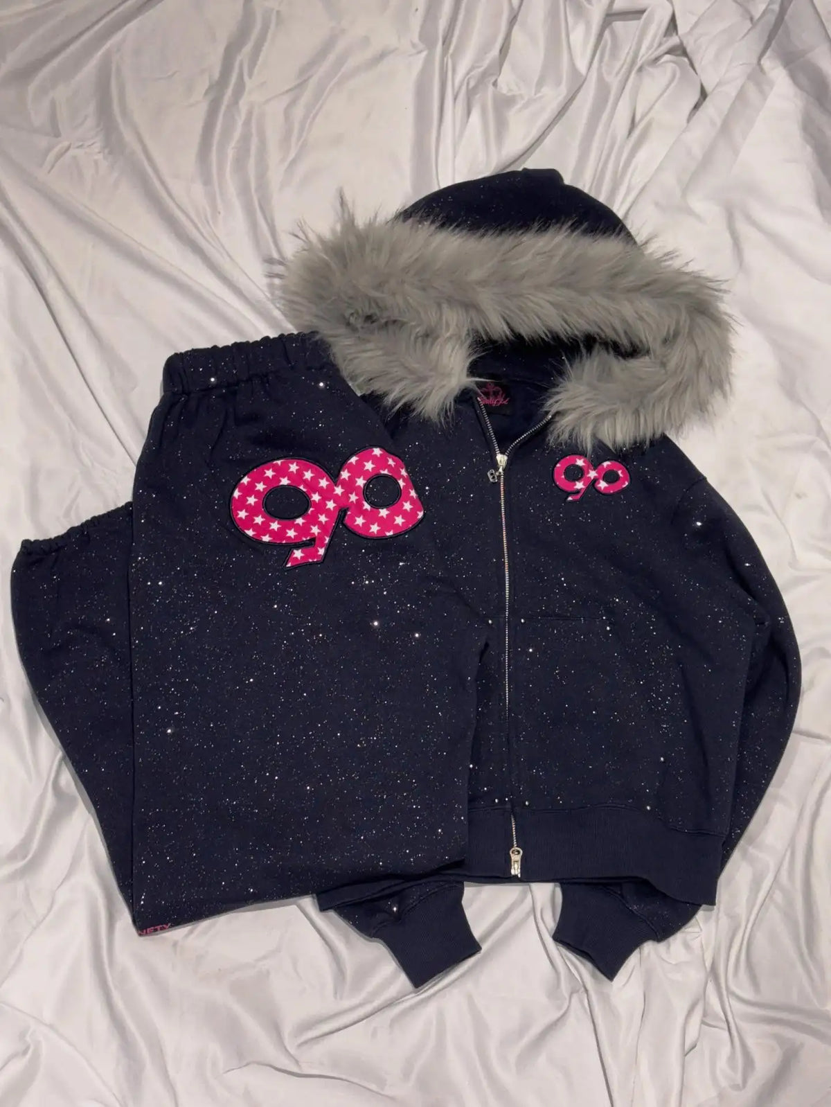 Faux Fur Trim Two-Piece Set