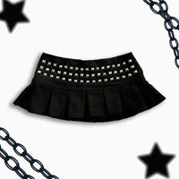 Studded Pleated Mini Skirt