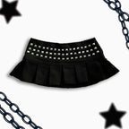 Studded Pleated Mini Skirt