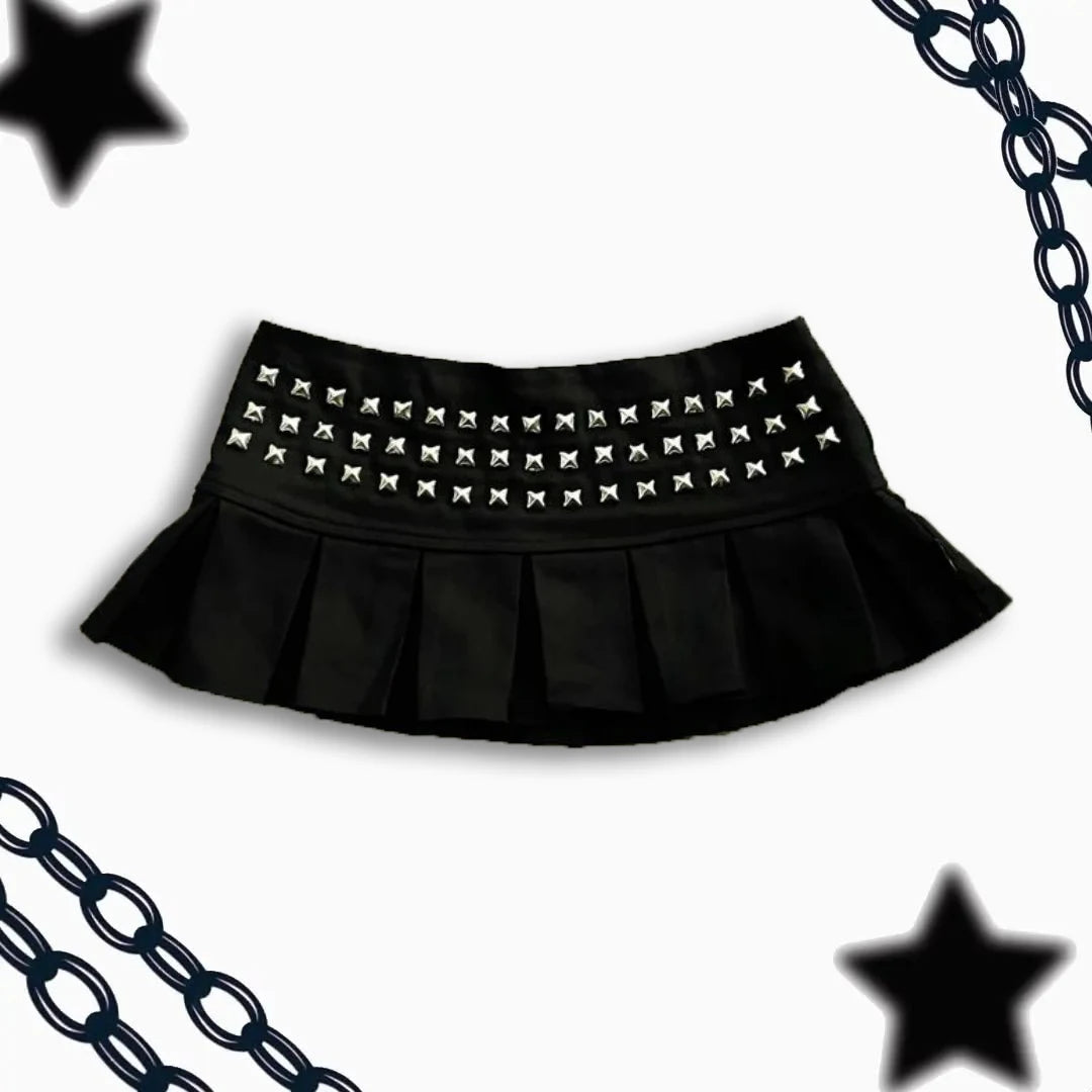Studded Pleated Mini Skirt