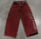 Gothic Embroidery Baggy Jeans