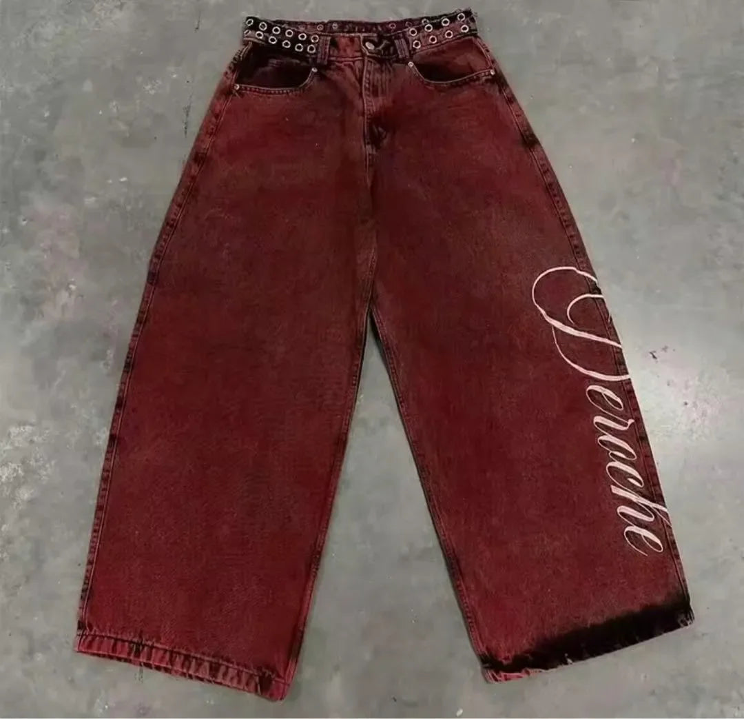 Gothic Embroidery Baggy Jeans