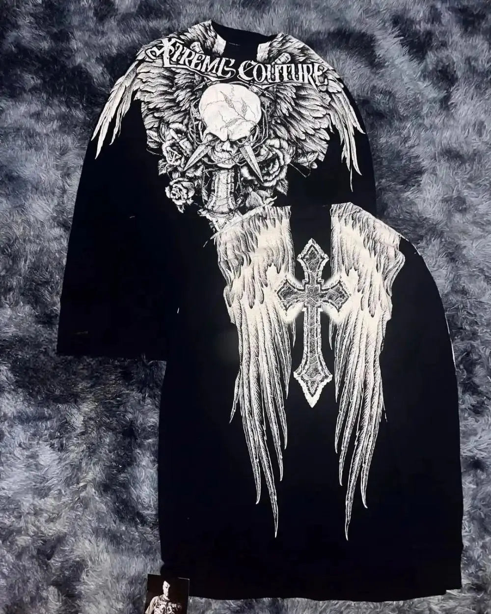 Black Skull Print Long Sleeve Tee