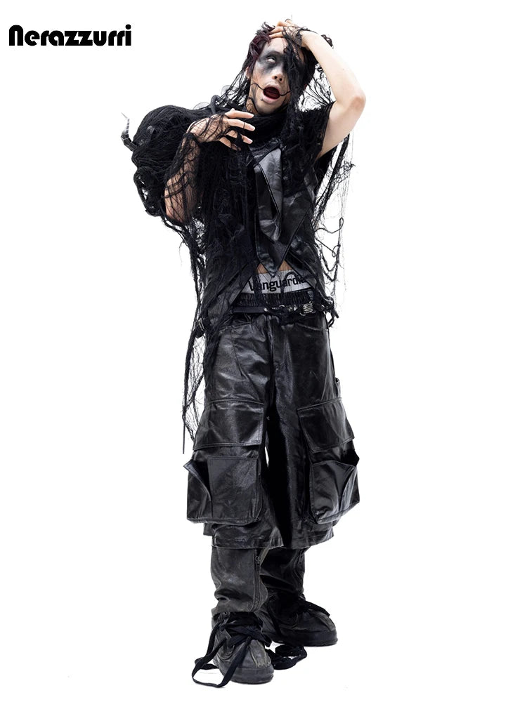 Wide-Leg Faux Leather Pants