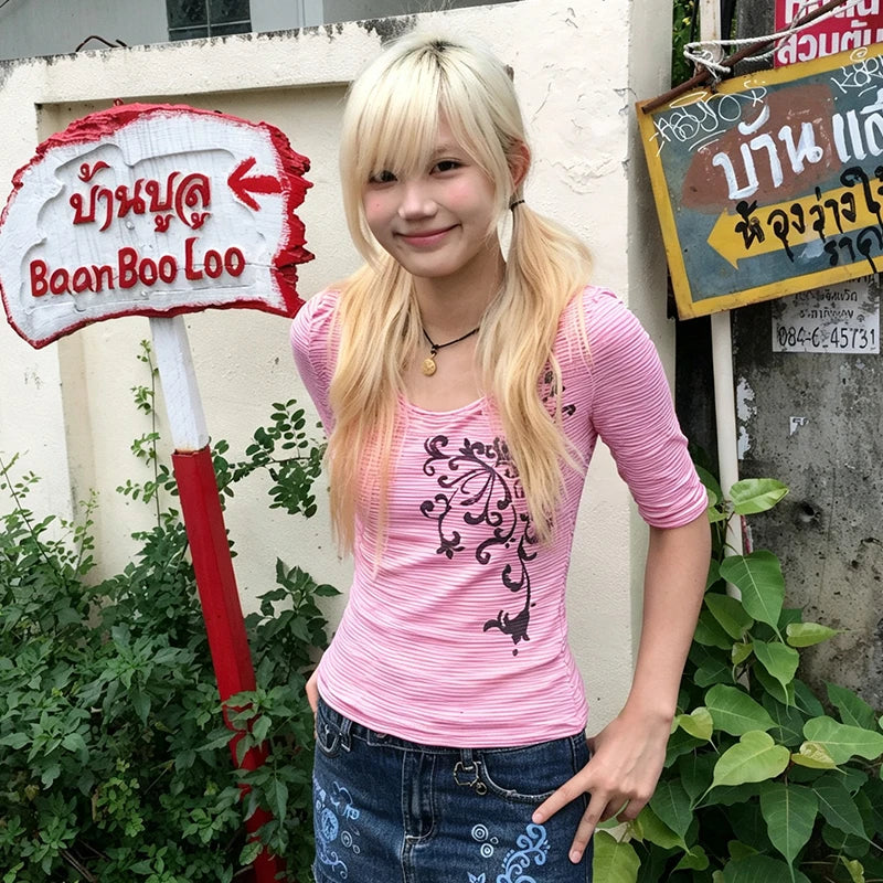 Pink Graphic Print Tee
