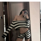 Striped Off-Shoulder Knit Top
