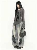 Grey Graphic Long Sleeve Tee