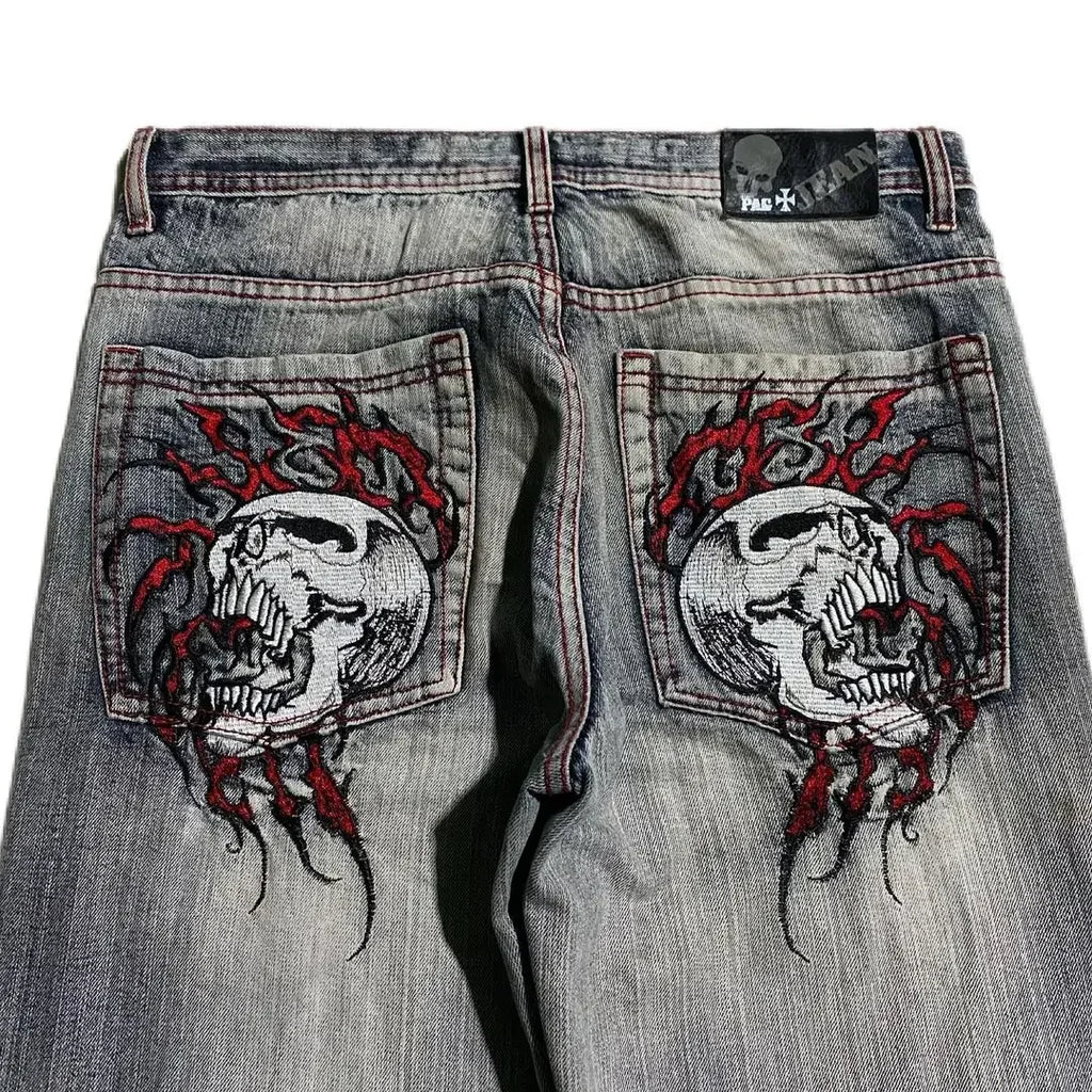 Skull Embroidered Jeans
