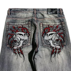 Skull Embroidered Jeans