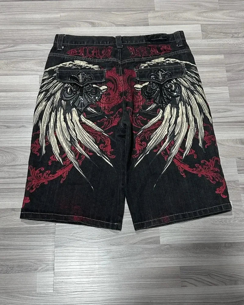 Embroidered Denim Shorts
