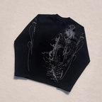 Gothic Print Waffle Long Sleeve Tee
