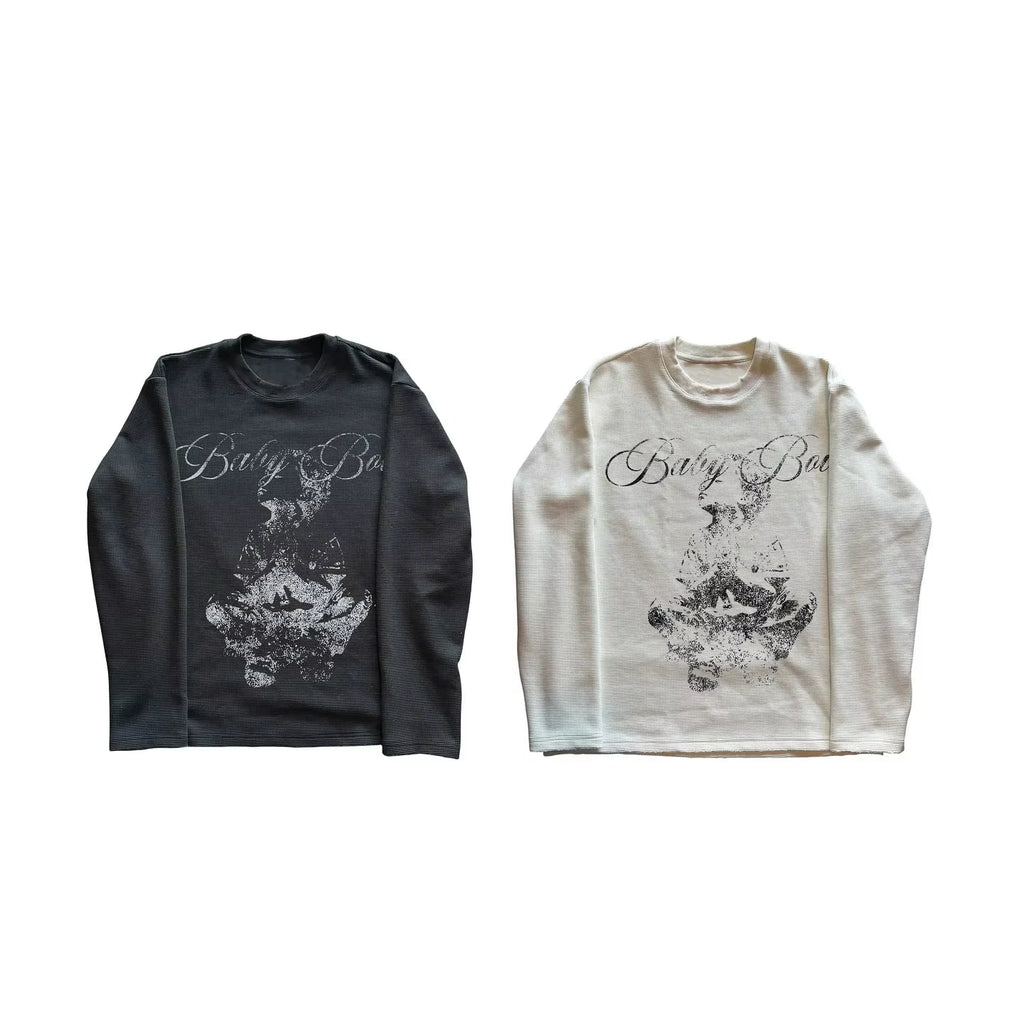 Distressed Figure Print Long Sleeve Tee