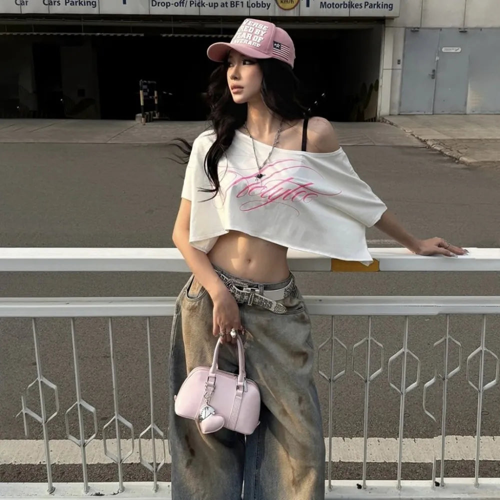 Off-Shoulder Graphic Top