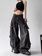 Y2K Wide-Leg Black Jeans