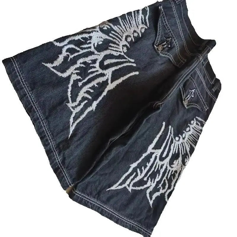 Embroidered Denim Shorts