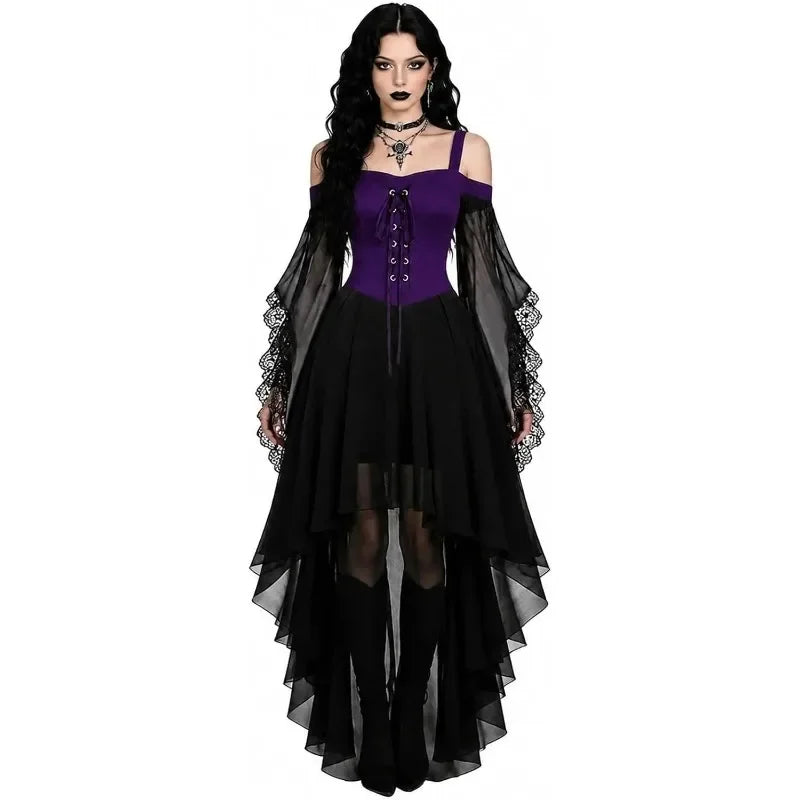 Gothic Lace-Up Maxi Dress