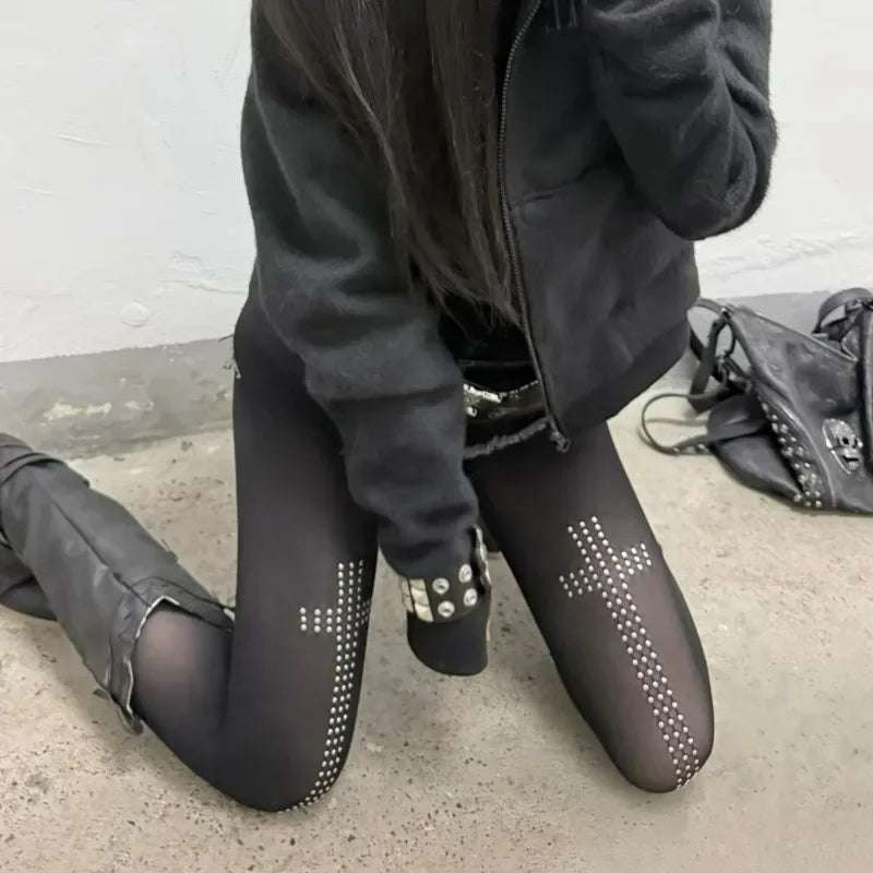 Rhinestone Cross Tights