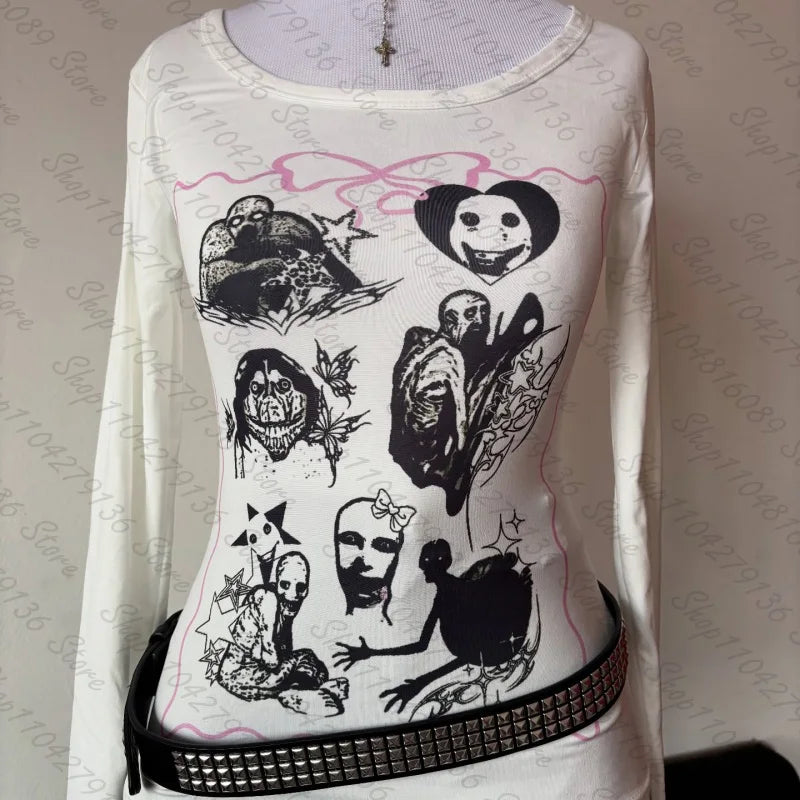 Grunge Graphic Long Sleeve Tee