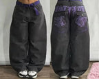 Graphic Embroidered Baggy Jeans