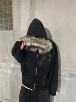 Black Faux Fur Hooded Jacket