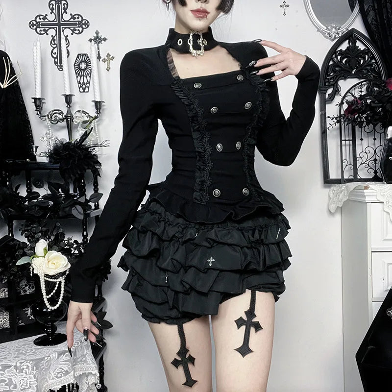Buckle Mesh Gothic Top
