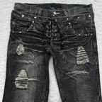 Lace-Up Flare Jeans